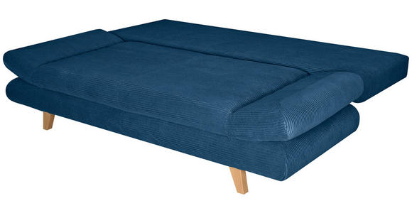 SCHLAFSOFA Cord Blau - Blau/Buchefarben, KONVENTIONELL, Holz/Textil (200/75/85cm) - Carryhome