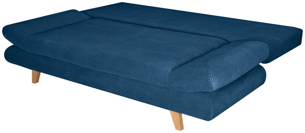 SCHLAFSOFA  mit Schlafen auf Sitzhöhe, haustierfreundlicher Bezug Cord Blau  - Blau/Buchefarben, KONVENTIONELL, Holz/Textil (200/75/85cm) - Carryhome