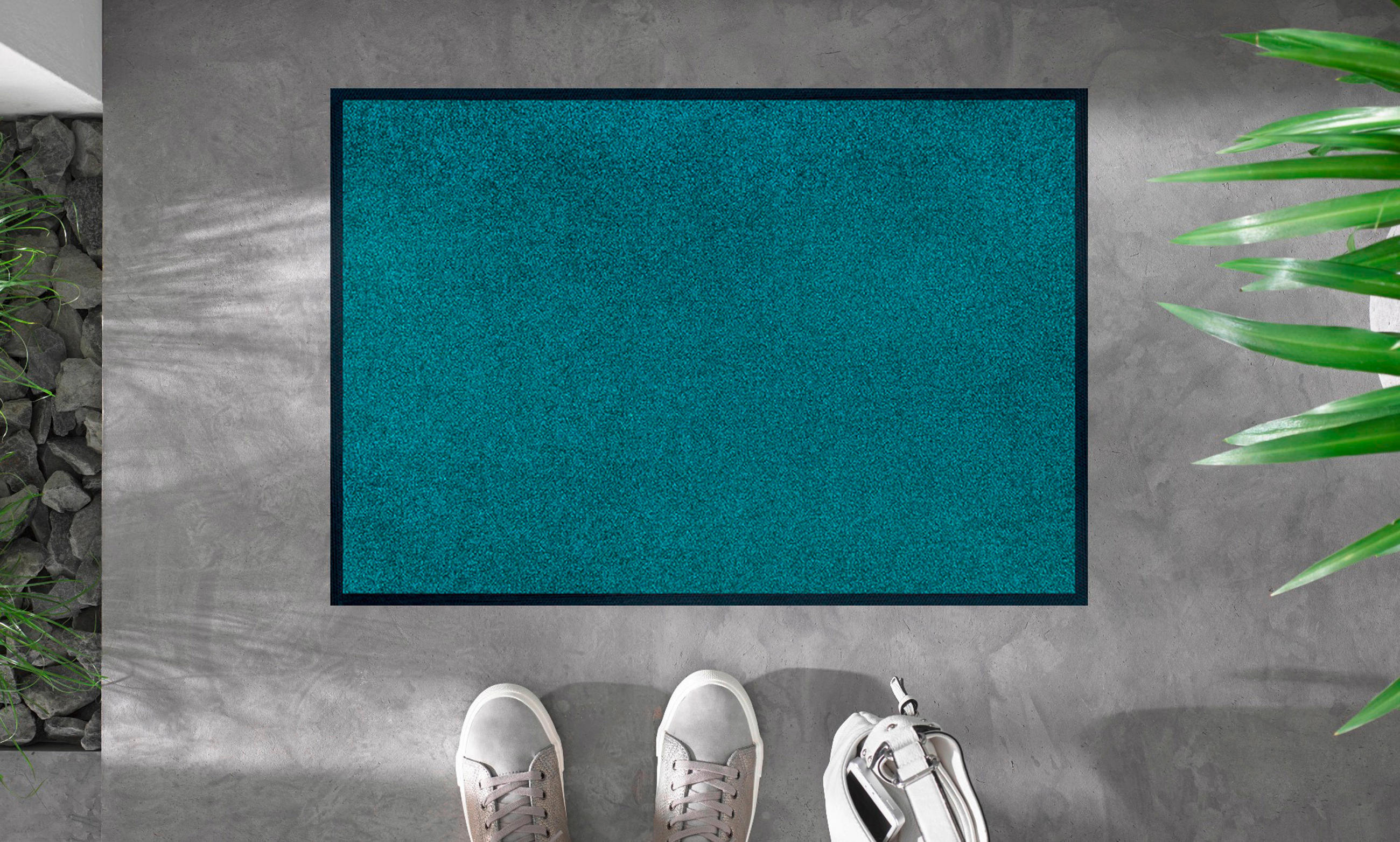 FUßMATTE  40/60 cm  Petrol  - Petrol, KONVENTIONELL, Kunststoff/Textil (40/60cm) - wash+dry