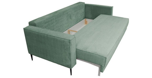SCHLAFSOFA  mit Liegefunktion, Rücken echt, haustierfreundlicher Bezug Cord Olivgrün  - Schwarz/Olivgrün, KONVENTIONELL, Textil/Metall (222/93/98cm) - Carryhome