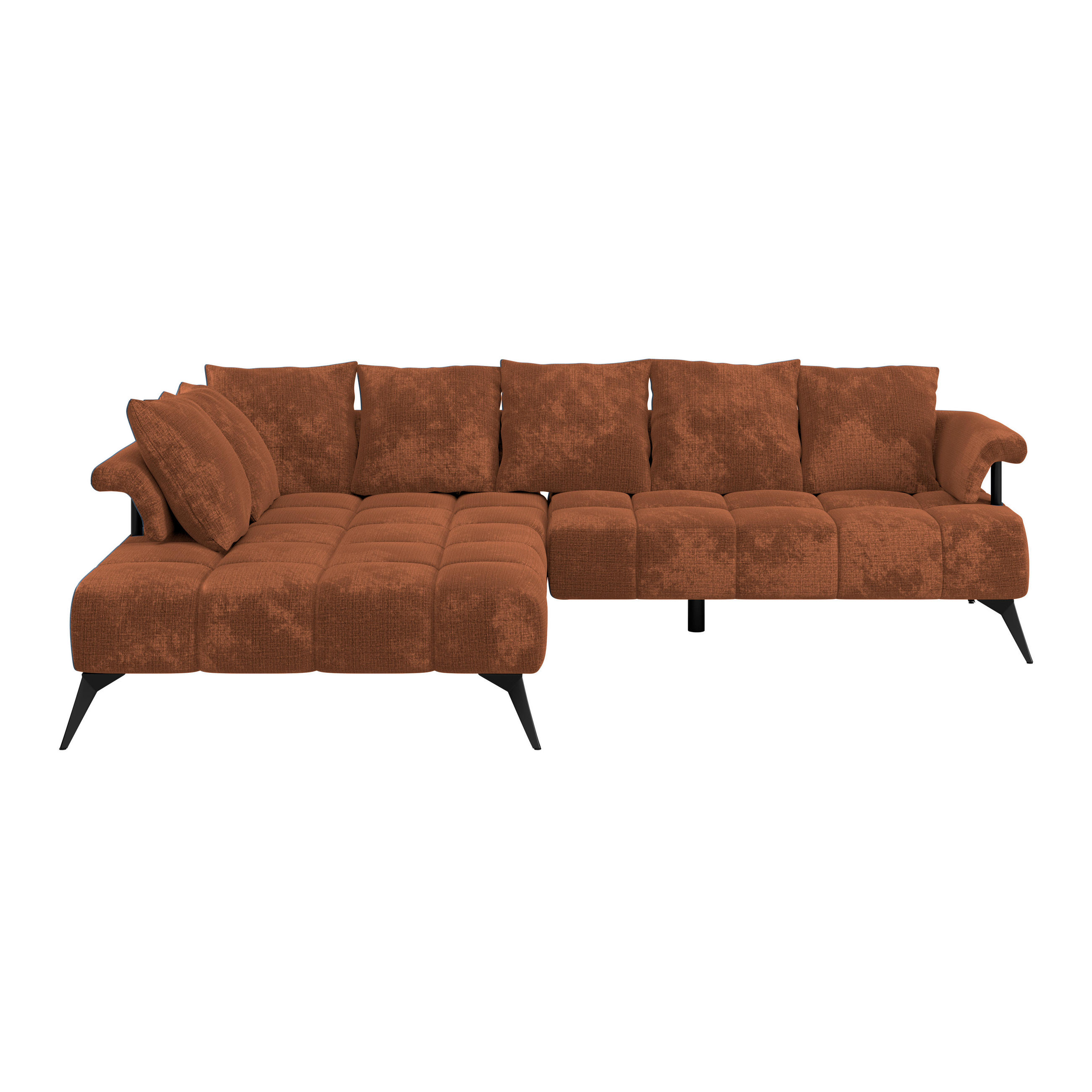 ECKSOFA in Flachgewebe Rostfarben  - Rostfarben/Schwarz, Modern, Kunststoff/Textil (200/297cm) - Livetastic