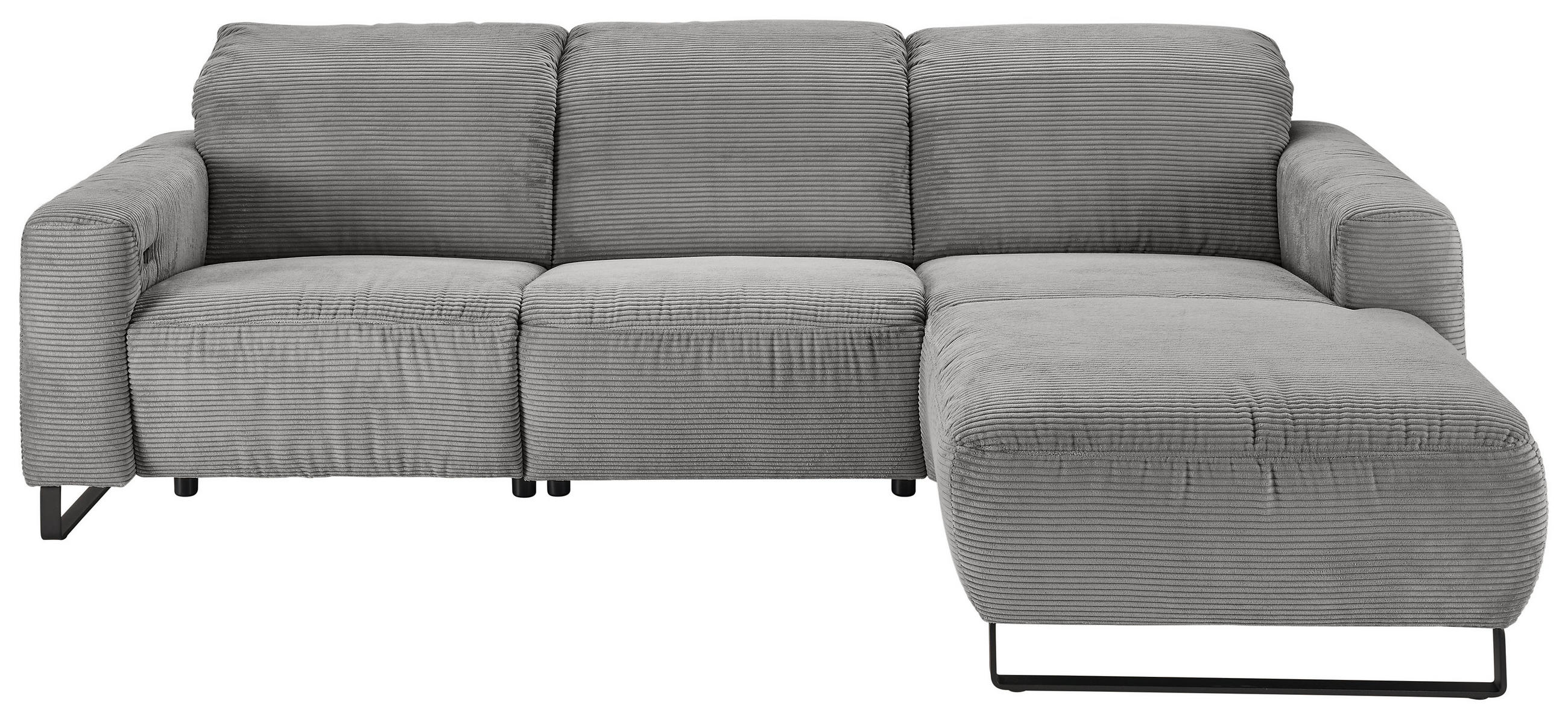ECKSOFA Dunkelgrau Cord  - Dunkelgrau/Schwarz, KONVENTIONELL, Textil/Metall (266/180cm) - Hom`in