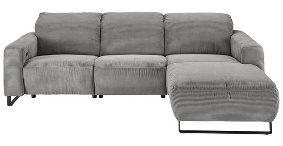 ECKSOFA in Cord Dunkelgrau  - Dunkelgrau/Schwarz, KONVENTIONELL, Textil/Metall (266/180cm) - Hom`in