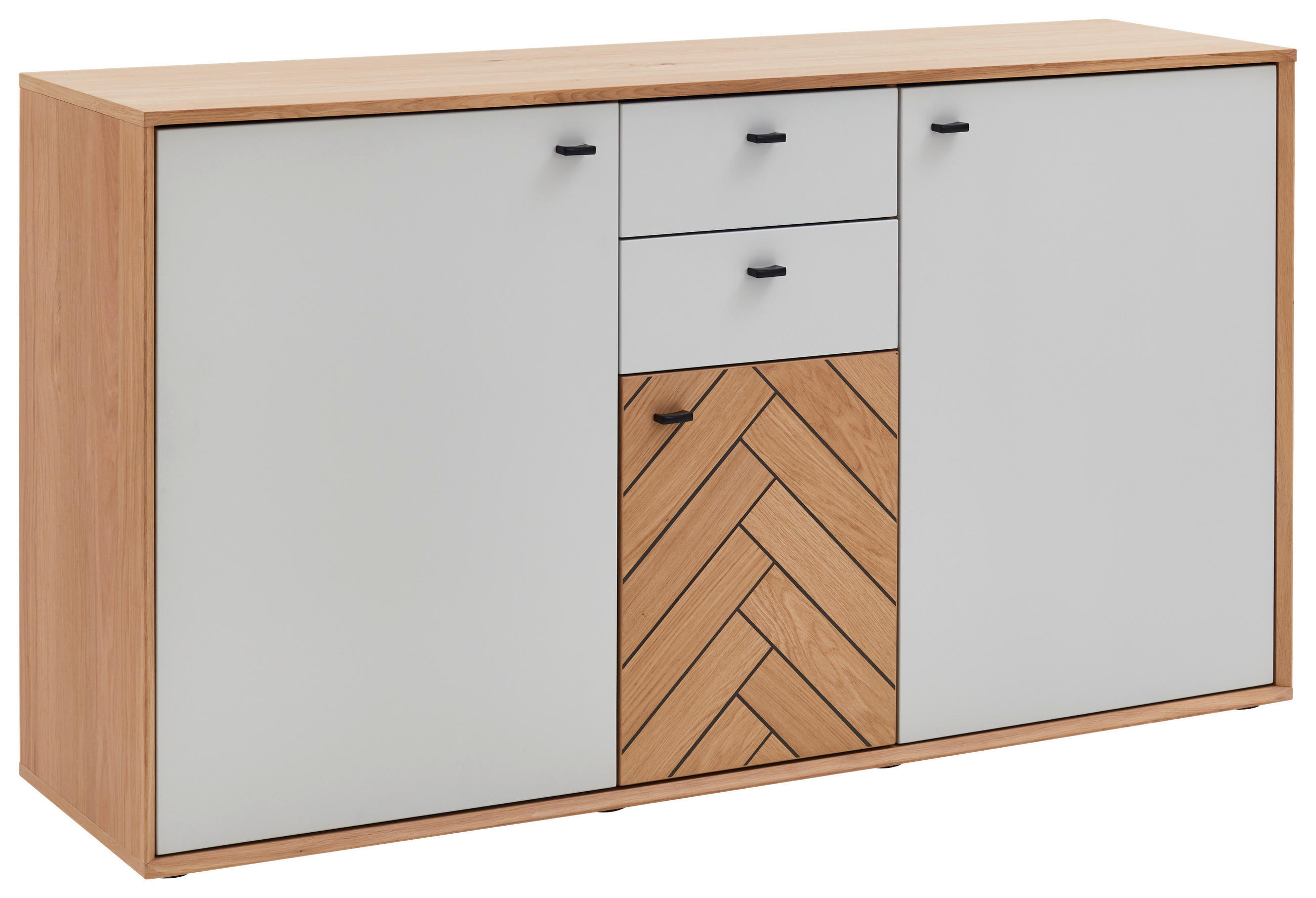 SIDEBOARD 163,8/89,3/45 cm  - Eiche Bianco/Dunkelgrau, Design, Holz/Holzwerkstoff (163,8/89,3/45cm) - Novel