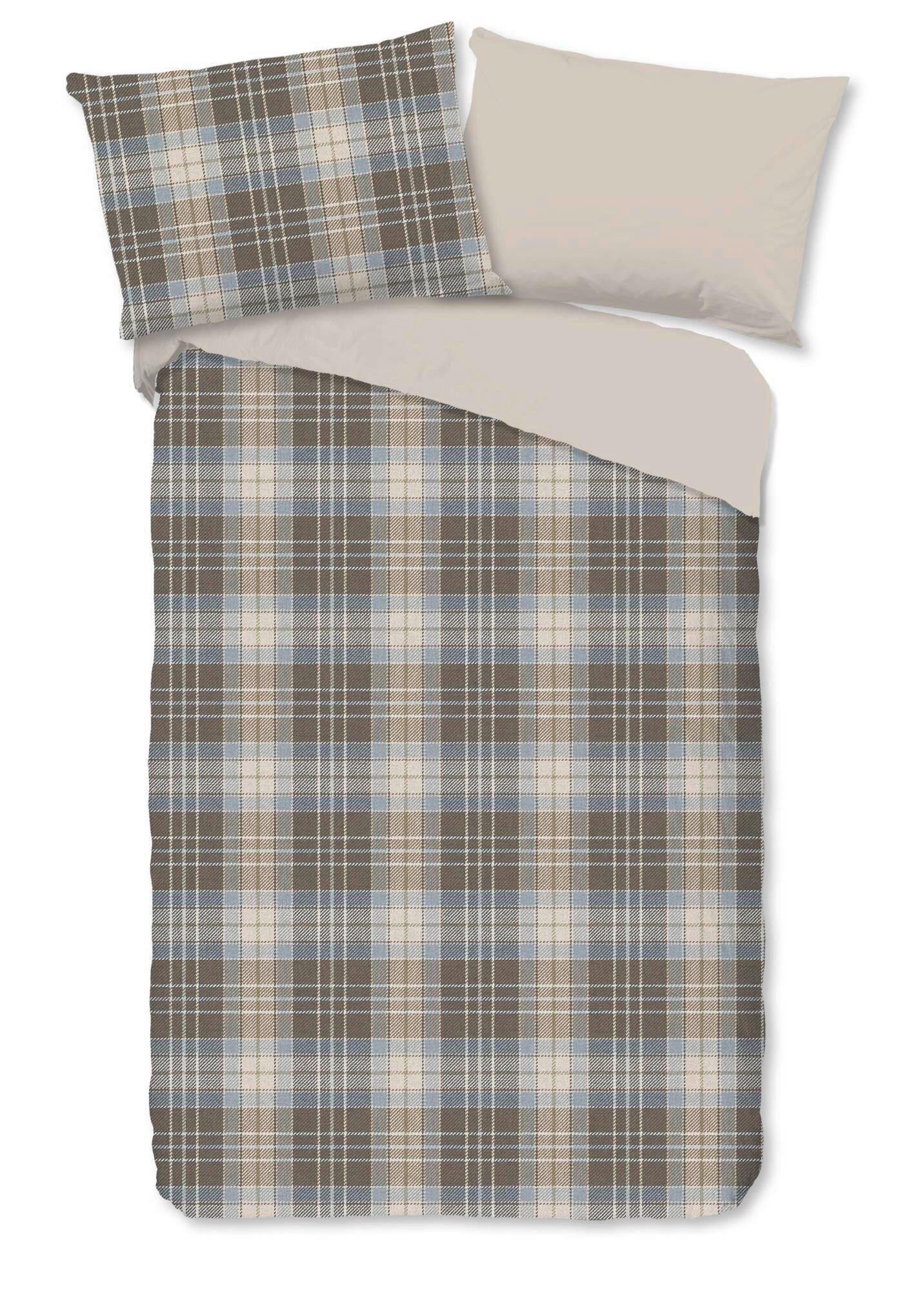 BETTWÄSCHE 2-teilig Good Morning Flanell, Biber 140/200 cm  - Blau/Perlmutt, Basics, Textil (140/200cm)