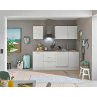 Bucătărie Fără Electrocasnice  - alb/culoare crom, Trend, metal/material pe bază de lemn (220cm) - MID.YOU