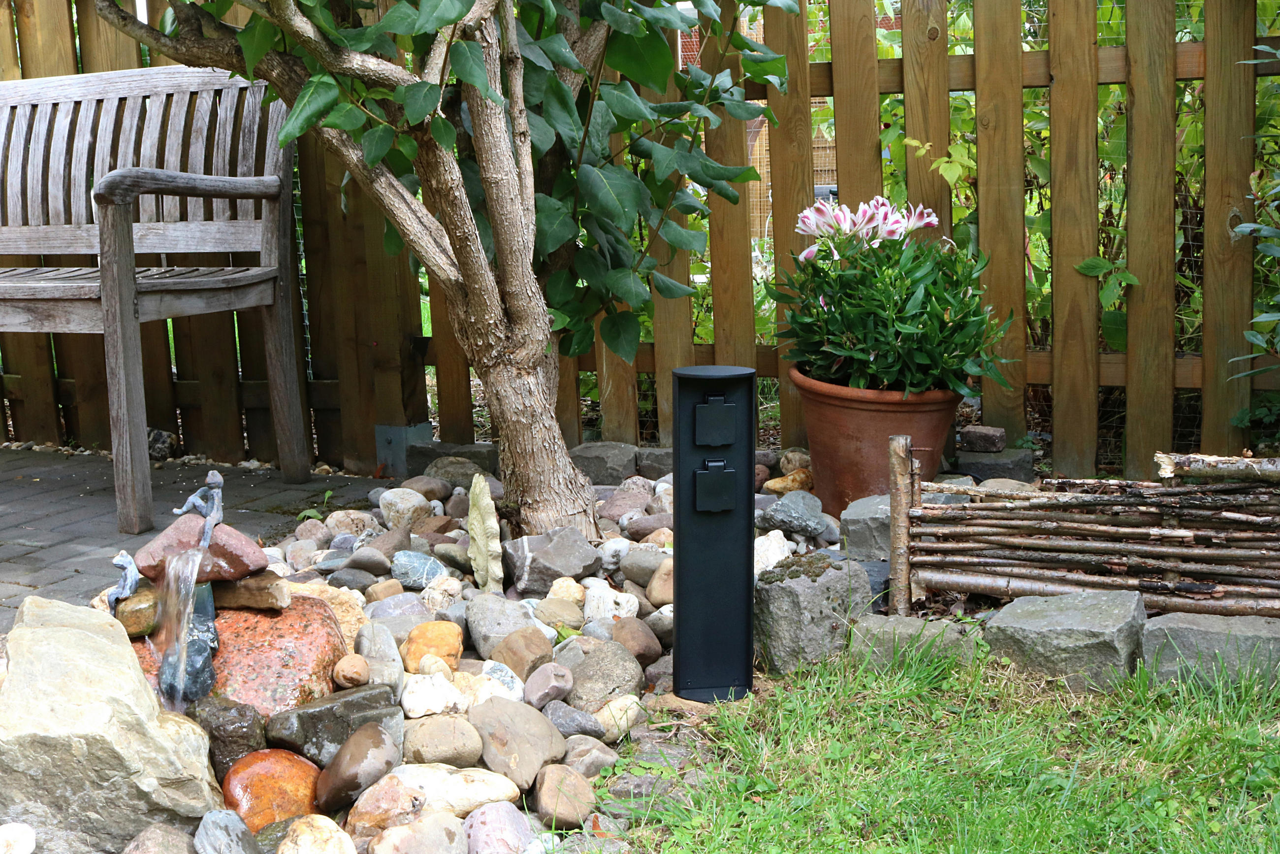 GARTENSTECKDOSE - Anthrazit, Basics, Metall (10/40cm)