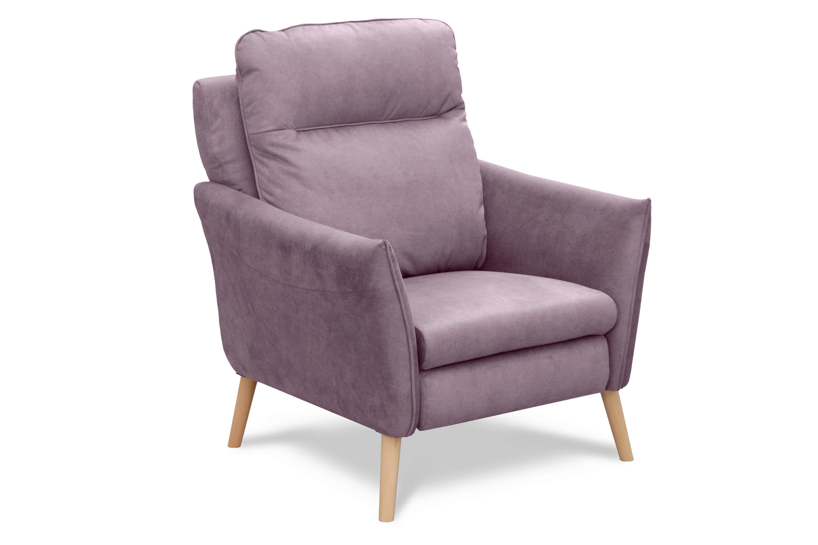 SESSEL in Mikrofaser Rosa  - Buchefarben/Rosa, Design, Holz/Textil (88/110/92cm) - Livetastic
