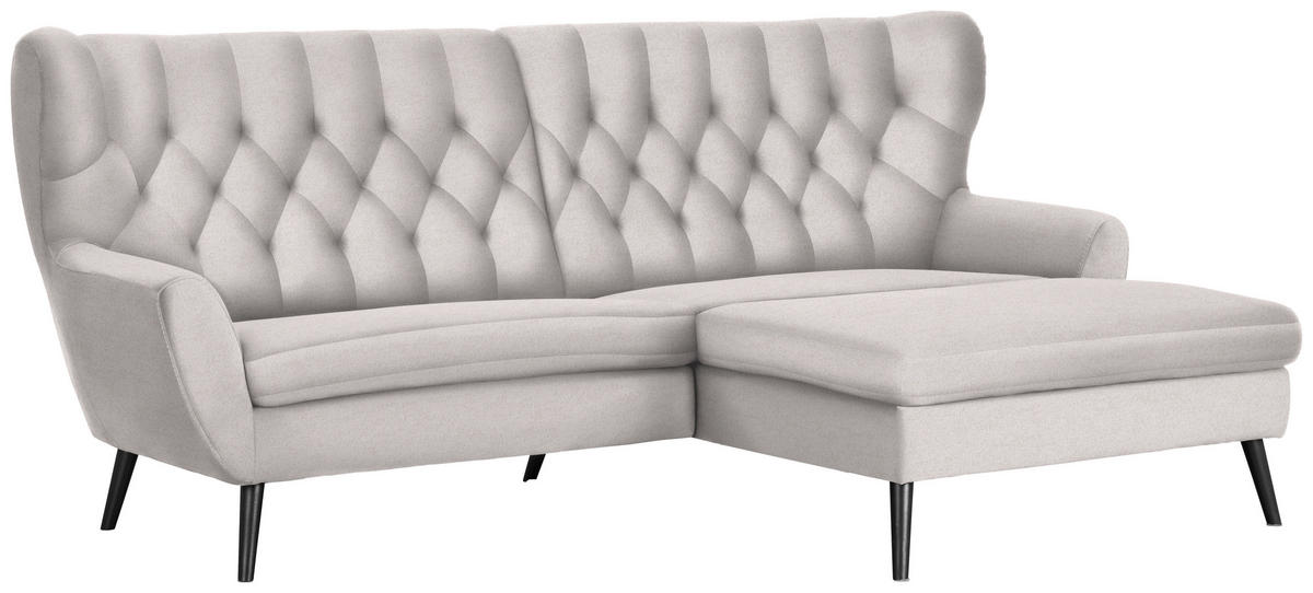 ECKSOFA in Flachgewebe Beige  - Beige/Schwarz, Design, Holz/Textil (237/165cm) - Stylife