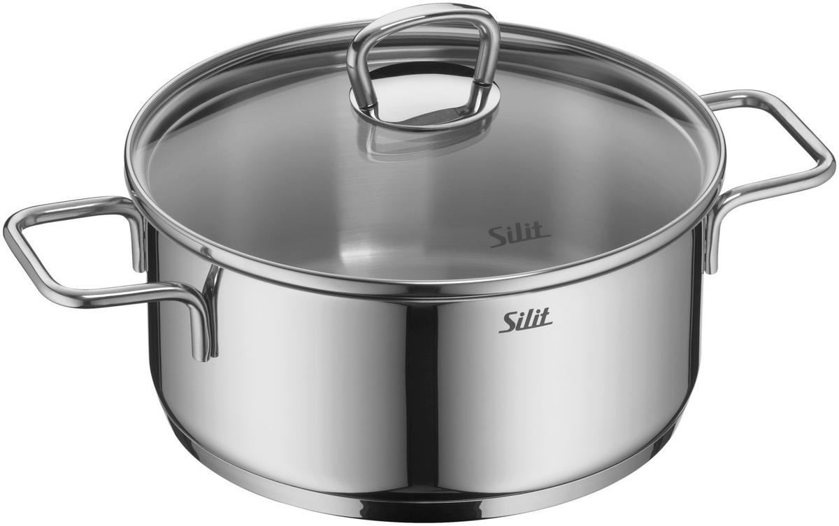 KOCHTOPFSET Alicante 5-teilig  - Edelstahlfarben, Basics, Glas/Metall (29,8/26/52,5cm) - Silit