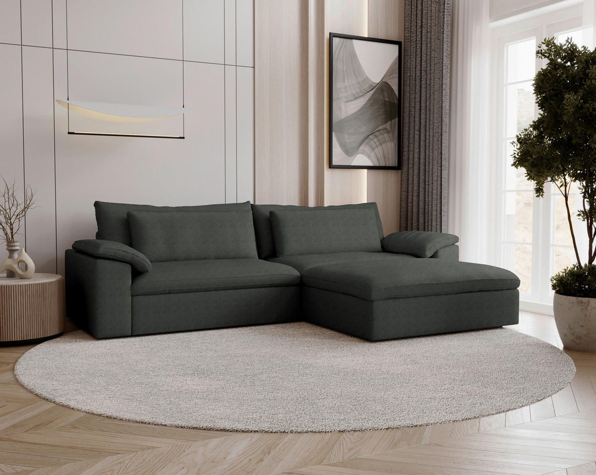 ECKSOFA  Chenille Anthrazit  - Anthrazit/Schwarz, Modern, Kunststoff/Textil (306/198cm) - Carryhome