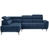 ECKSOFA Dunkelblau Velours  - Schwarz/Dunkelblau, Design, Textil/Metall (191/261cm) - Stylife