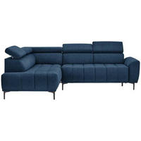ECKSOFA Dunkelblau Velours  - Schwarz/Dunkelblau, Design, Textil/Metall (191/261cm) - Stylife
