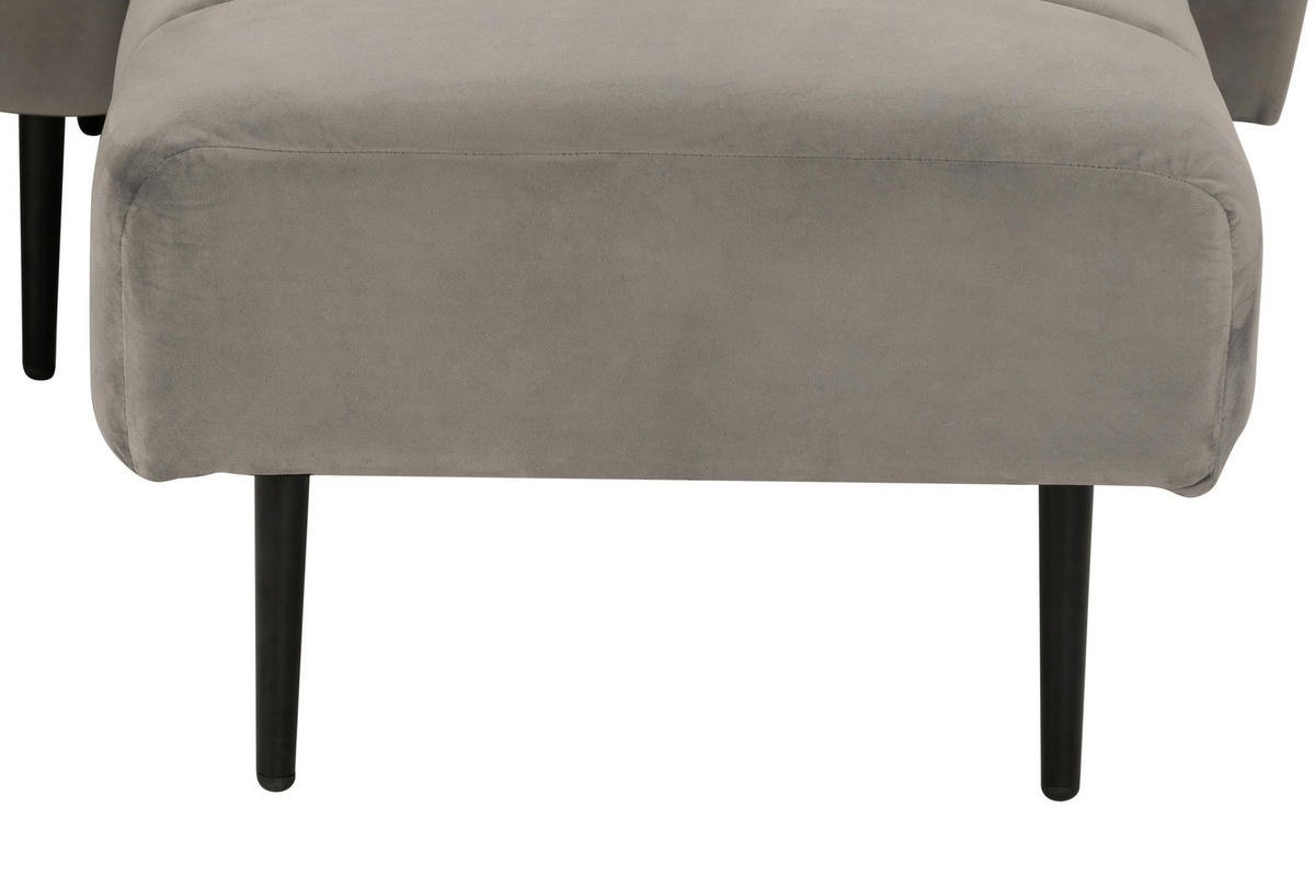 ECKSOFA Grau Samt  - Schwarz/Grau, MODERN, Textil/Metall (253/87/169cm) - P & B