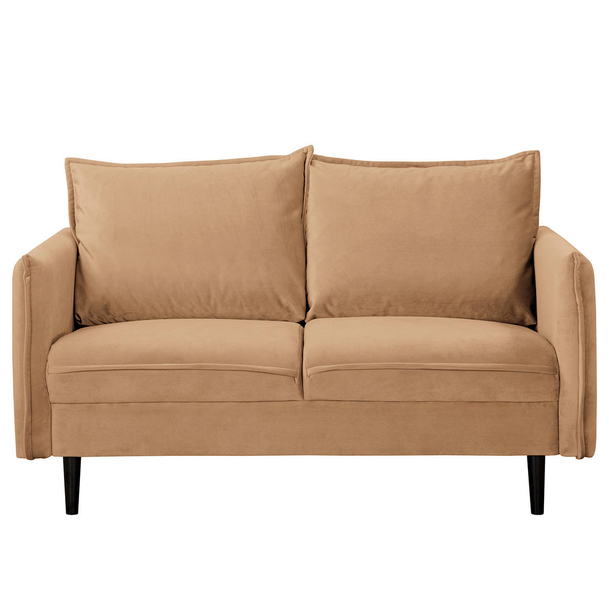 2-SITZER-SOFA JULI Samt Hellbraun  - Hellbraun/Schwarz, Design, Holz/Textil (138/86/100cm) - P & B