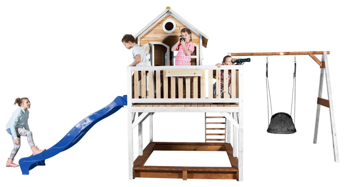SPIELTURM 613/291/277 cm  - Blau/Braun, KONVENTIONELL, Holz (613/291/277cm) - Ambia Garden