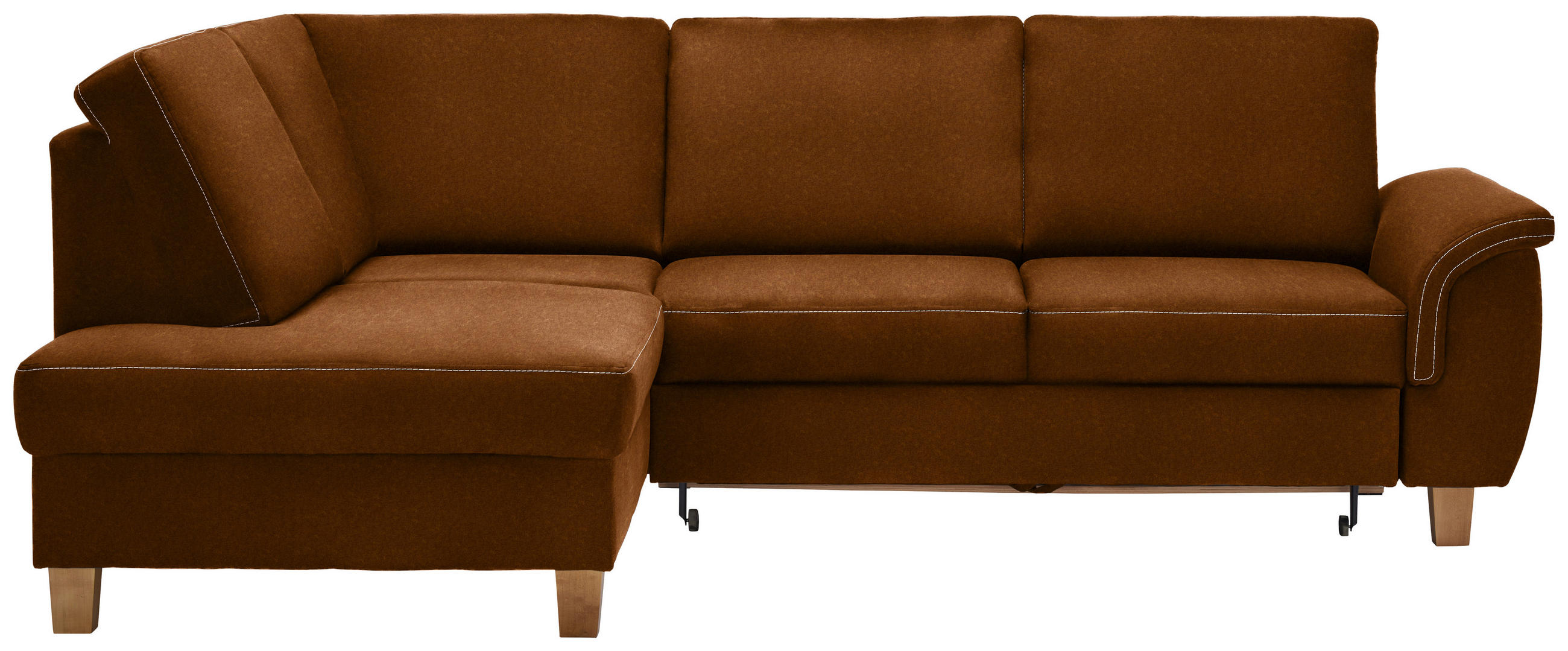 ECKSOFA Bernsteinfarben Flachgewebe  - Eichefarben/Bernsteinfarben, Design, Holz/Textil (185/253cm) - Cantus