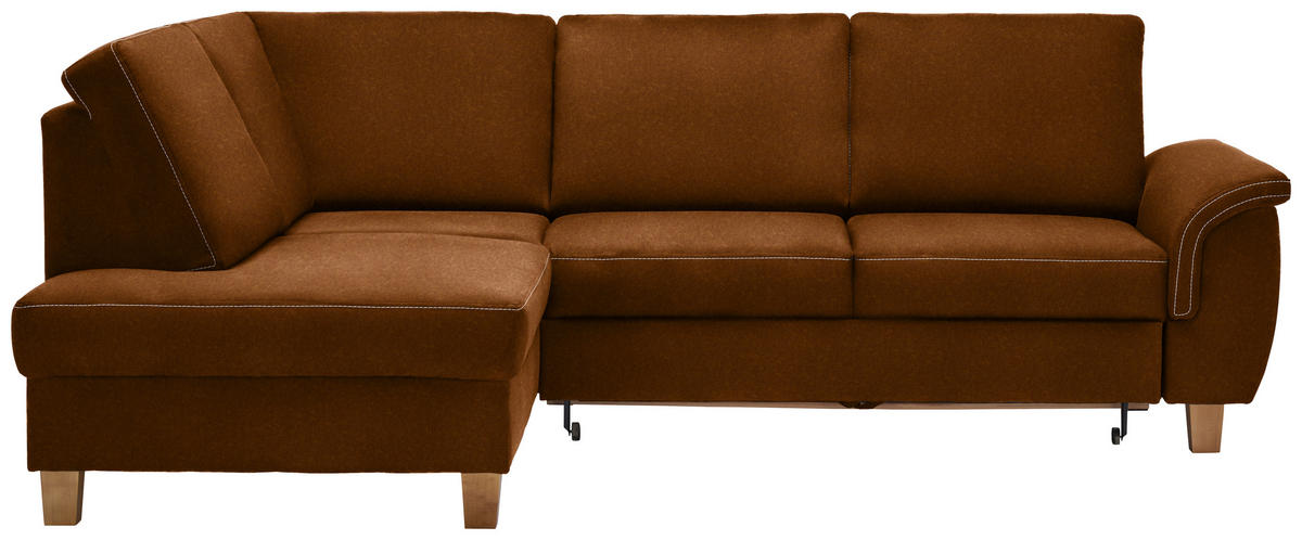 ECKSOFA in Flachgewebe Bernsteinfarben  - Eichefarben/Bernsteinfarben, Design, Holz/Textil (185/253cm) - Cantus