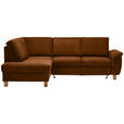 ECKSOFA in Flachgewebe Braun  - Eichefarben/Braun, Design, Holz/Textil (185/253cm) - Cantus