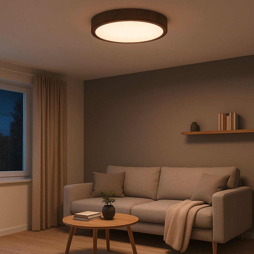 LED-DECKENLEUCHTE 34/6,5 cm   - Dunkelbraun/Weiß, KONVENTIONELL, Kunststoff/Metall (34/6,5cm) - Brilliant