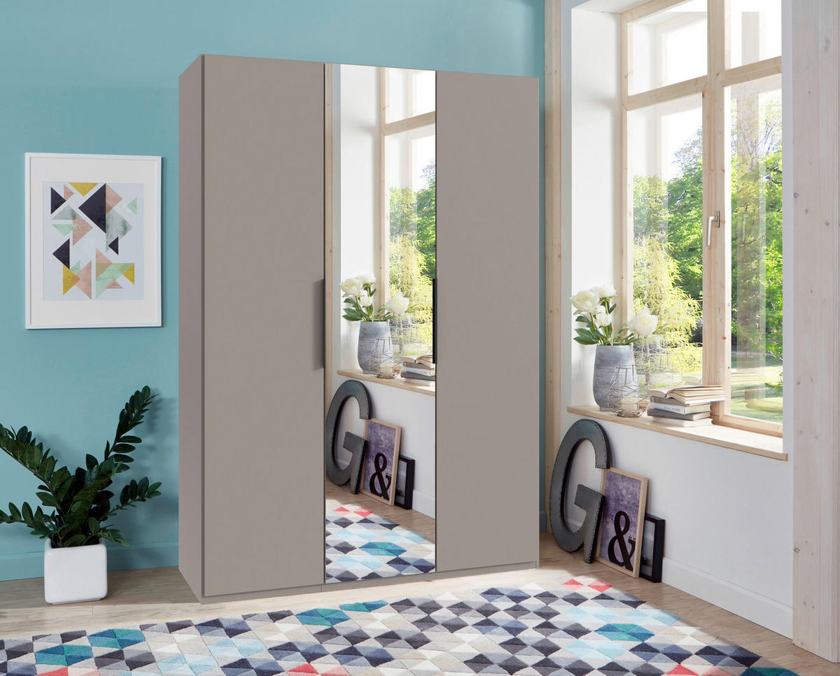 DREHTÜRENSCHRANK  in Sahara  - Schwarz/Sahara, MODERN, Glas/Holzwerkstoff (150/236/58cm) - MID.YOU