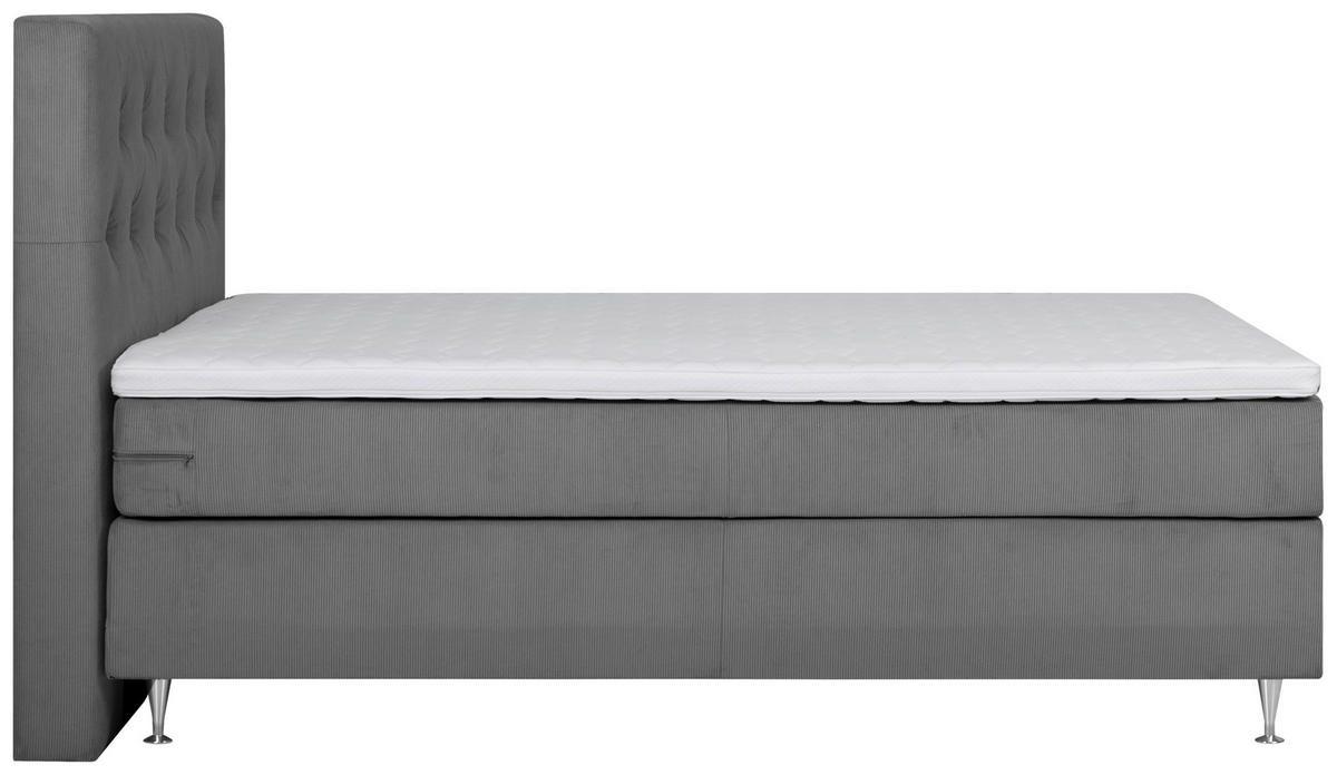 BOXSPRINGBETT 180/200 cm  in Dunkelgrau  - Dunkelgrau/Alufarben, MODERN, Textil (180/200cm) - Livetastic