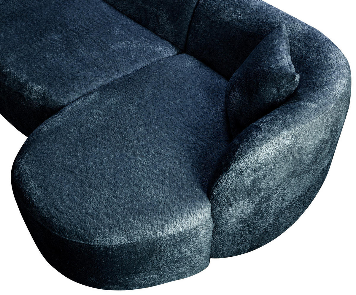 ECKSOFA in Bouclé Blau  - Blau/Schwarz, Design, Kunststoff/Textil (264/143cm) - MID.YOU