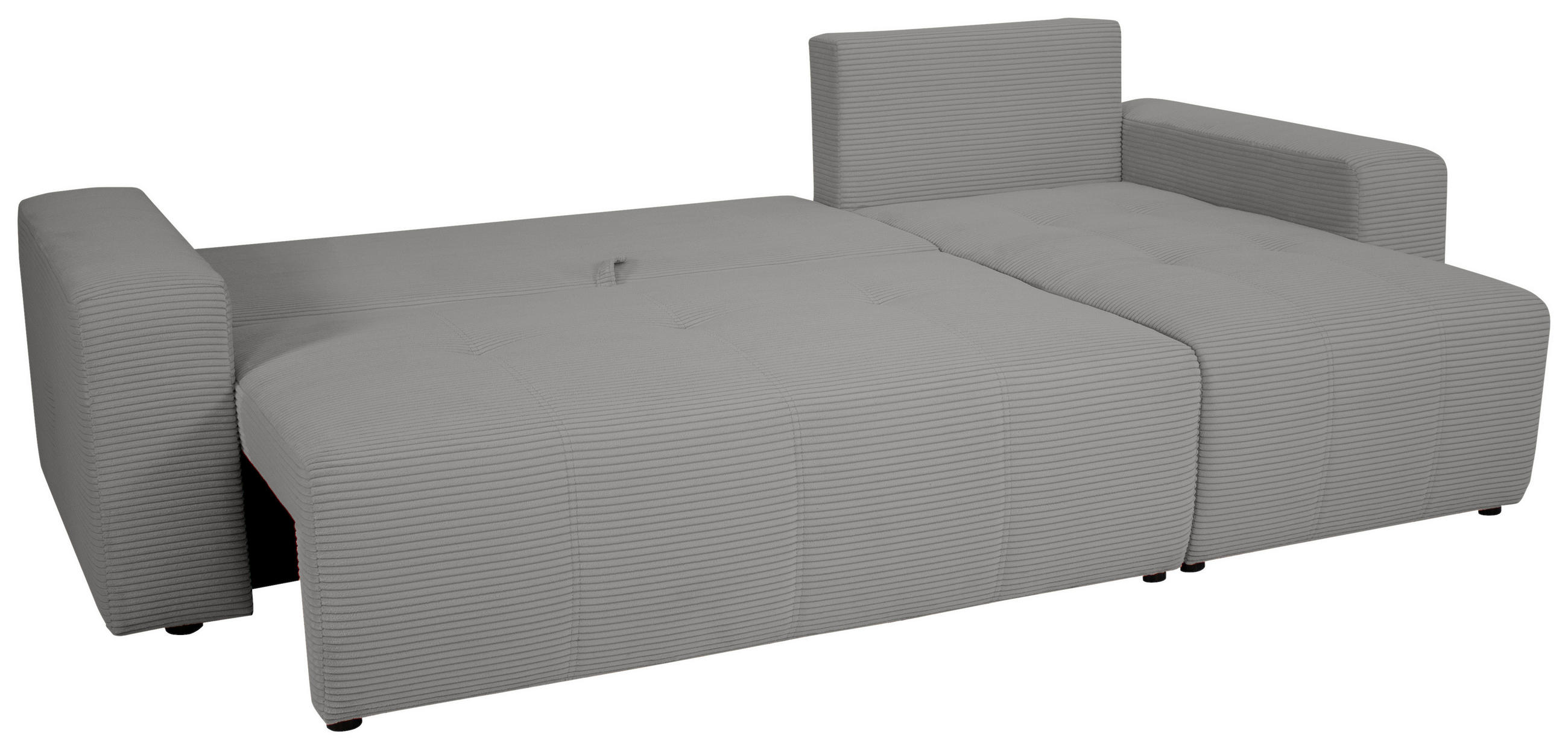 ECKSOFA in Cord Grau  - Schwarz/Grau, Design, Kunststoff/Textil (248/146cm) - MID.YOU