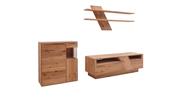 WOHNWAND in Buchefarben 304/200/53,7 cm - Edelstahlfarben/Buchefarben, Natur, Glas/Holz (304/200/53,7cm) - Valnatura