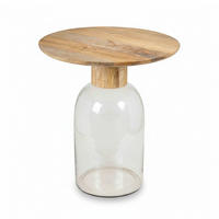 BEISTELLTISCH 50/50/55 cm Mangoholz Hartholz Klar, Naturfarben rund  - Klar/Naturfarben, Basics, Glas/Holz (50/50/55cm) - MID.YOU