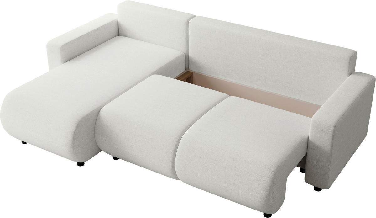 ECKSOFA Creme Webstoff  - Creme/Schwarz, MODERN, Kunststoff/Textil (150/240cm) - Xora