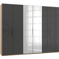 DREHTÜRENSCHRANK in Grau, Eichefarben  - Chromfarben/Eichefarben, Modern, Glas/Holzwerkstoff (300/236/58cm) - MID.YOU