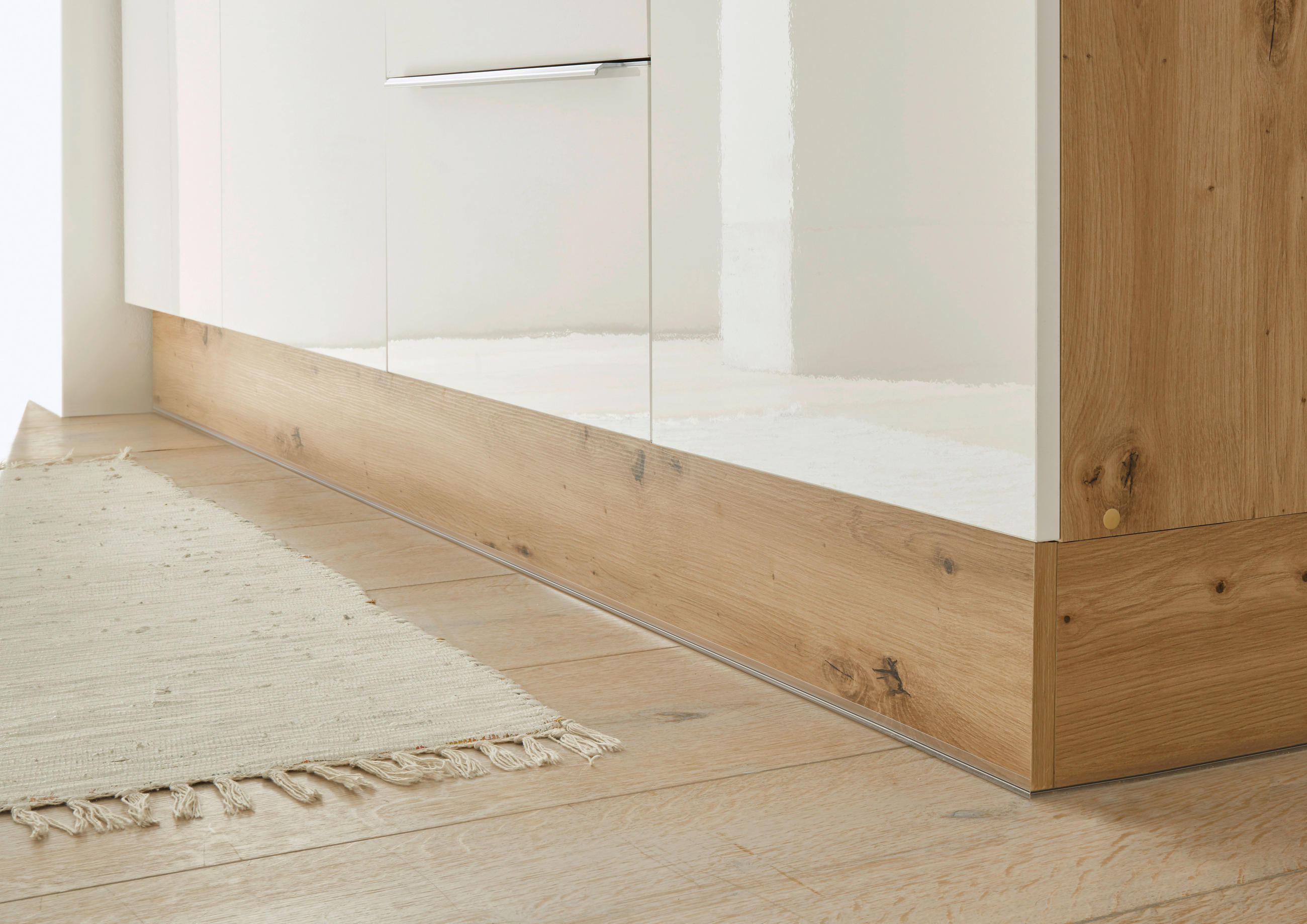 KÜCHENBLOCK 340 cm Eiche Artisan, Weiß Hochglanz E-Geräte, Spüle, Soft-Close-System, Besteckeinsatz, Geschirrspüler, Kühlgefrierkombination, Geschirrspülerblende, Dunstabzug, Ab- und Überlaufgarnitur   - Weiß Hochglanz/Alufarben, LIFESTYLE, Kunststoff (340cm) - Respekta