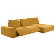 ECKSOFA in Velours Currygelb  - Currygelb/Schwarz, Design, Kunststoff/Textil (342/174cm) - Xora