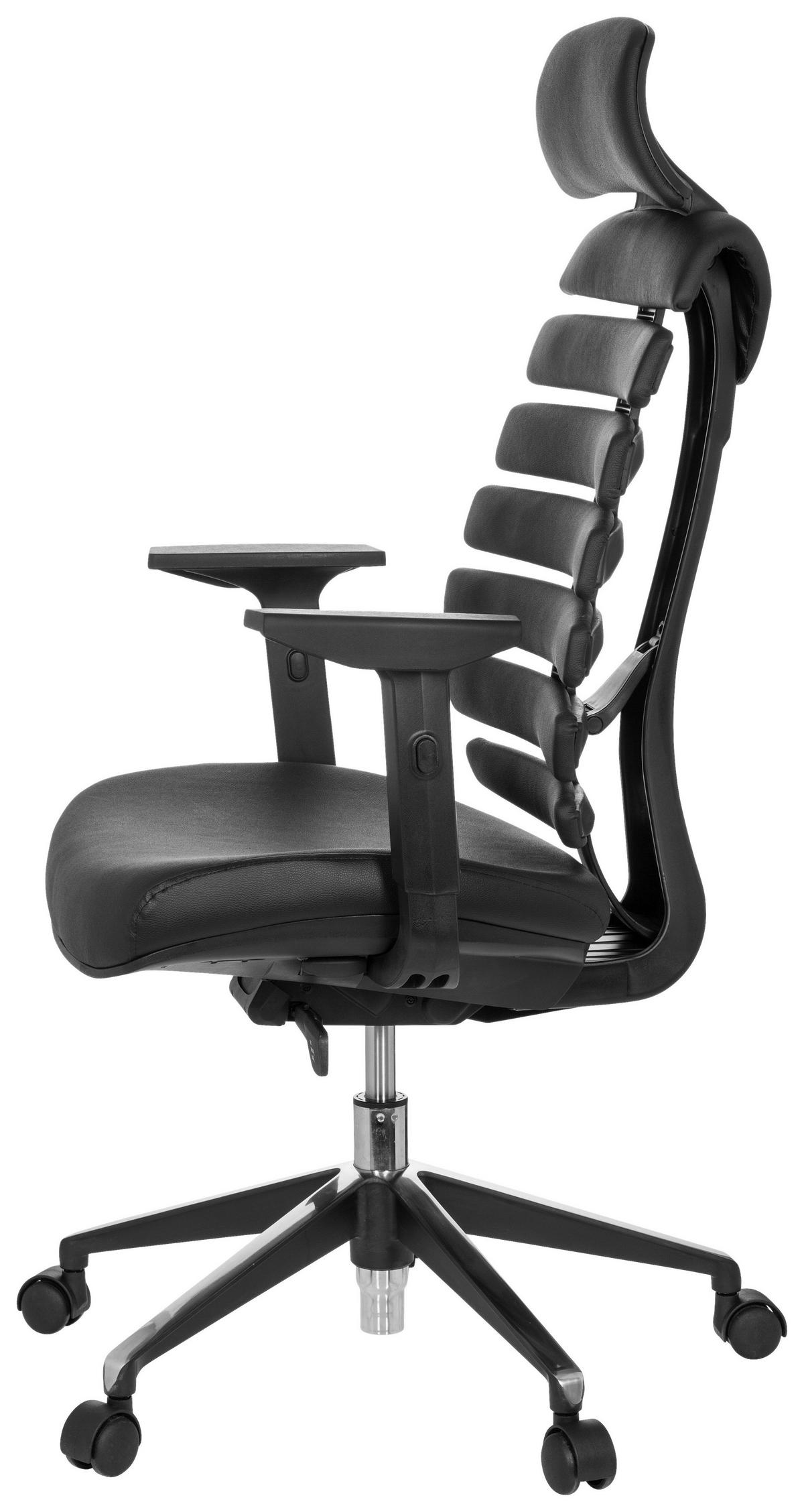 DREHSTUHL  in Lederlook Schwarz  - Alufarben/Schwarz, MODERN, Leder/Kunststoff (65/131/53cm) - MID.YOU