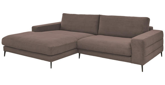 ECKSOFA in Feincord Taupe  - Taupe/Schwarz, Design, Textil/Metall (207/293cm) - Dieter Knoll