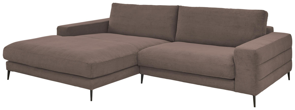 ECKSOFA Taupe Feincord  - Taupe/Schwarz, Design, Textil/Metall (207/293cm) - Dieter Knoll