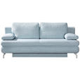 SCHLAFSOFA  in Flachgewebe Hellblau  - Chromfarben/Hellblau, Design, Textil/Metall (200/91/92cm) - Novel