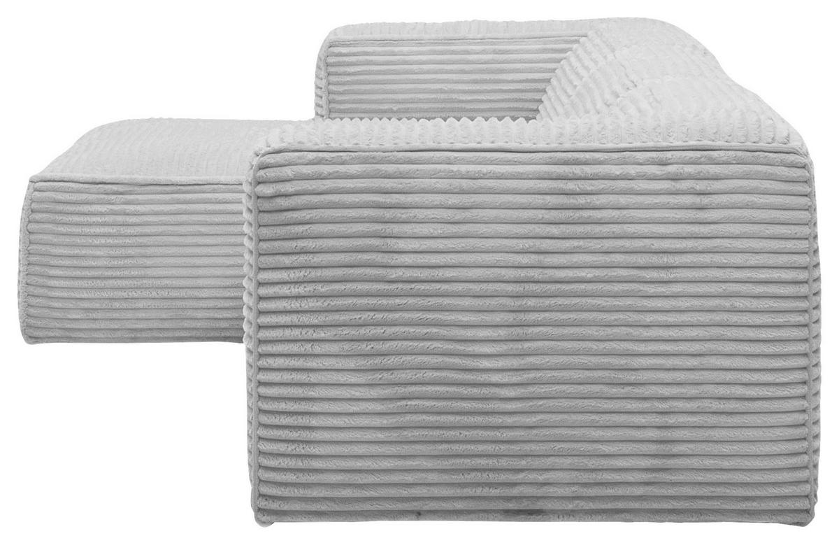 ECKSOFA in Cord Grau  - Schwarz/Grau, Design, Kunststoff/Textil (163/332cm) - Livetastic