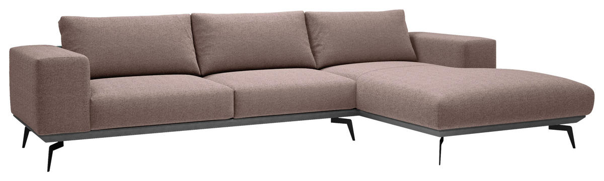 ECKSOFA Bordeaux Chenille  - Bordeaux/Schwarz, Design, Holz/Textil (330/180cm) - MID.YOU