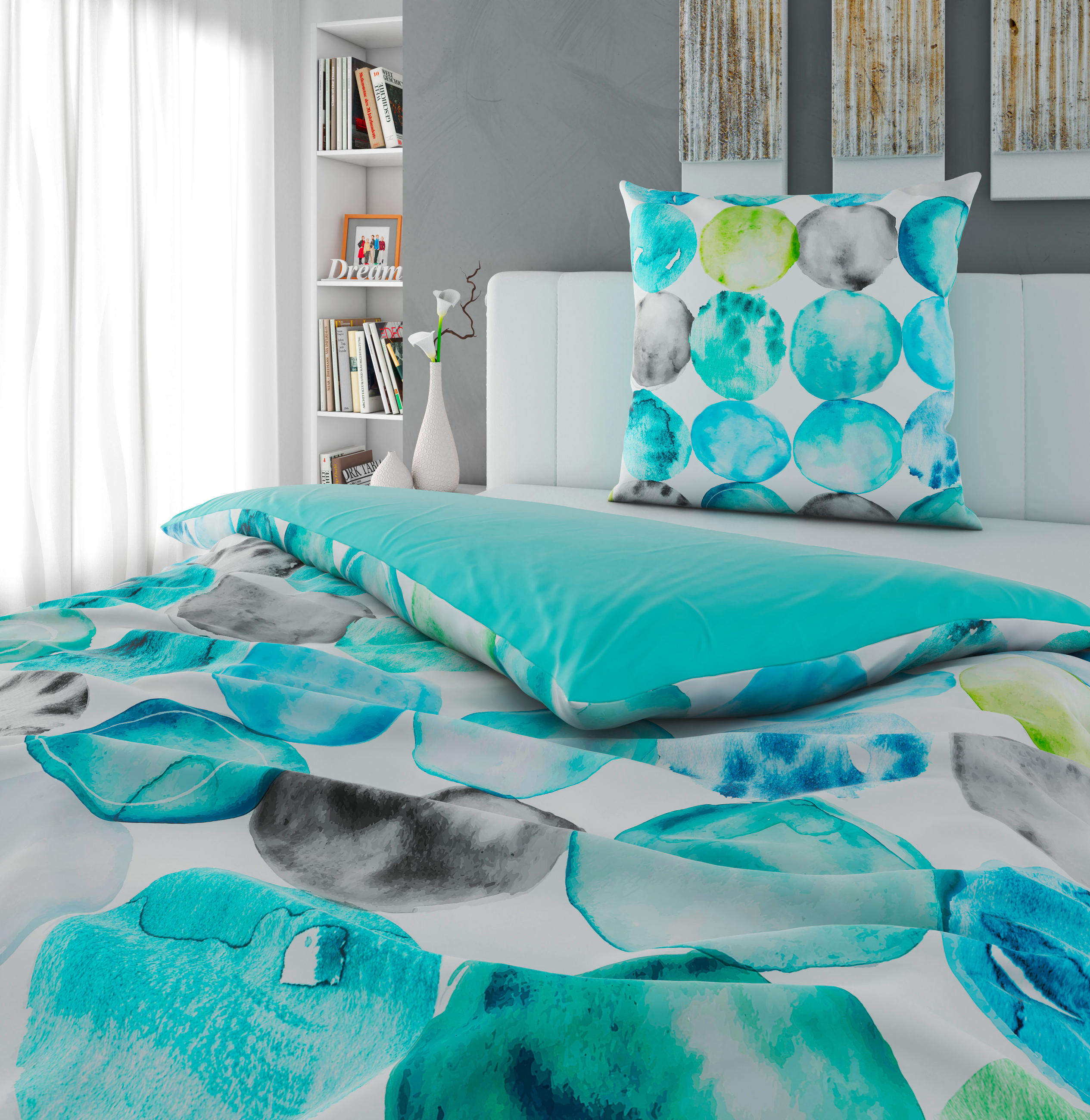 WENDEBETTWÄSCHE Satin 135/200 cm  - Blau, Textil (135/200cm) - Novel