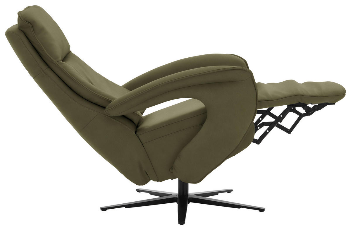 RELAXSESSEL in Leder Grün  - Schwarz/Grün, Design, Leder/Metall (77/110/87cm) - Valdera