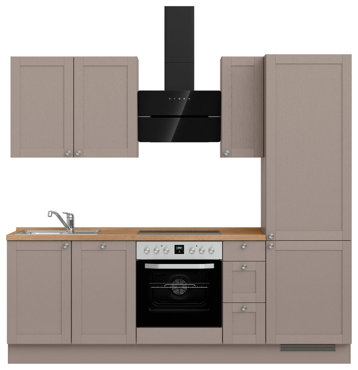 KÜCHENBLOCK Frame 240 cm  in Eichefarben, Beigebraun  - Edelstahlfarben/Eichefarben, MODERN, Holzwerkstoff/Metall (240cm) - Nobilia
