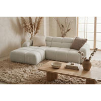 ECKSOFA VENTO Creme Bouclé  - Creme/Schwarz, Design, Kunststoff/Textil (175/255cm) - MID.YOU