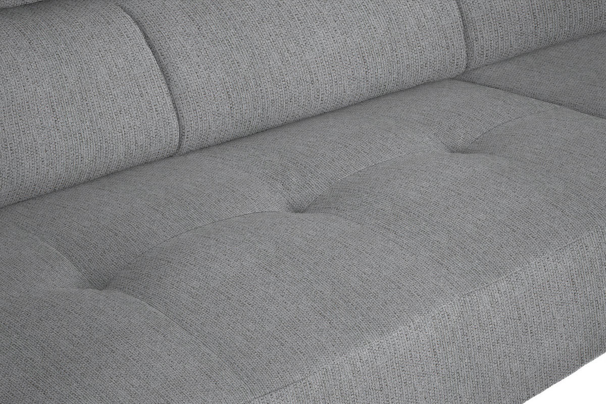 ECKSOFA in Webstoff Silberfarben  - Silberfarben/Schwarz, Design, Textil/Metall (280/205cm) - MID.YOU