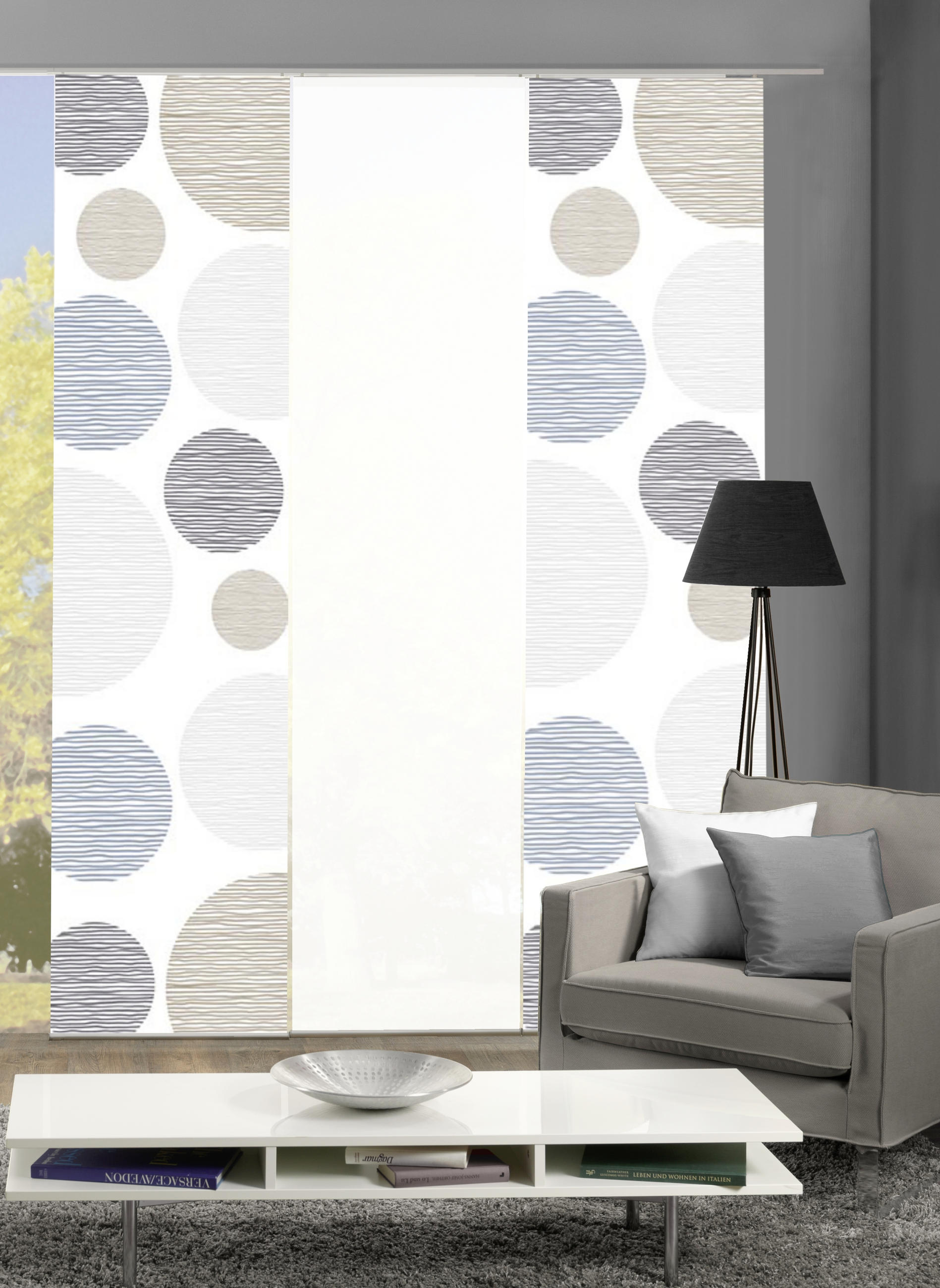 FLÄCHENVORHANG 3 Stück halbtransparent 60/245 cm - Taupe, Design, Textil (60/245cm)
