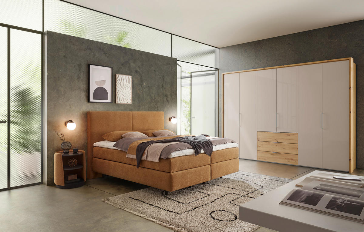 POLSTERBETT 180/200 cm,  in Gelb, Bettkasten, Lattenroste, Matratzen, H4 + H4 = sehr fest  - Gelb/Schwarz, Design, Holz/Holzwerkstoff (180/200cm) - Dieter Knoll