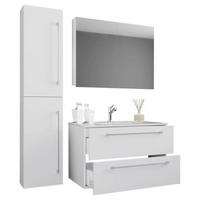 BADEZIMMER 4-teilig  in 113 cm  - Weiss/Alufarben, Modern, Keramik/Holzwerkstoff (113cm) - MID.YOU