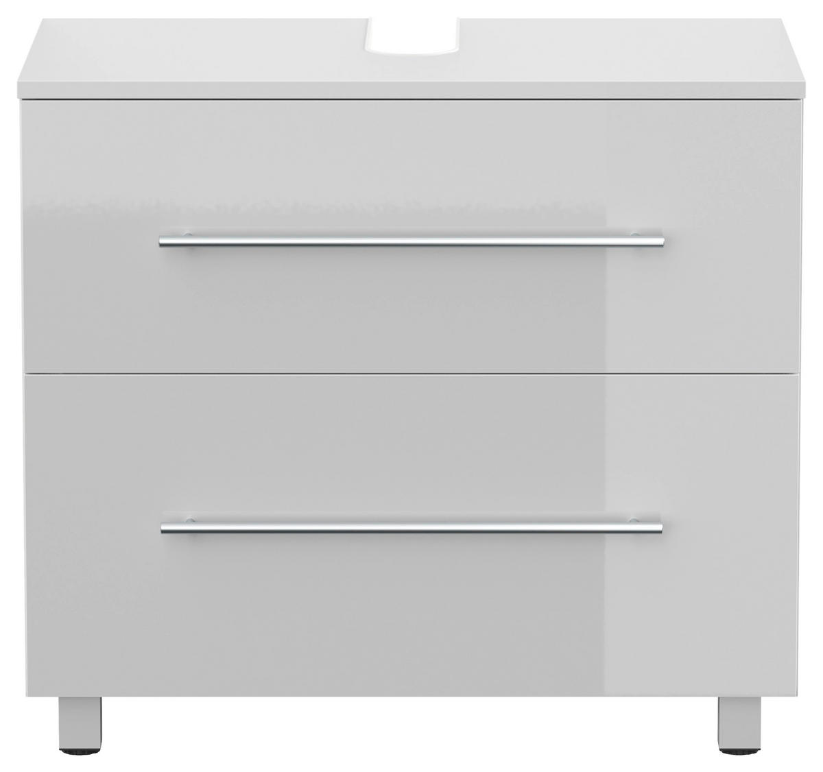 WASCHBECKENUNTERSCHRANK 70/63/41,6 cm  - Weiß Hochglanz/Silberfarben, MODERN, Holzwerkstoff/Metall (70/63/41,6cm) - MID.YOU