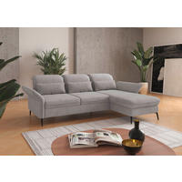 ECKSOFA in Flachgewebe Silberfarben  - Silberfarben/Schwarz, Konventionell, Textil/Metall (264/198cm) - Sit & More